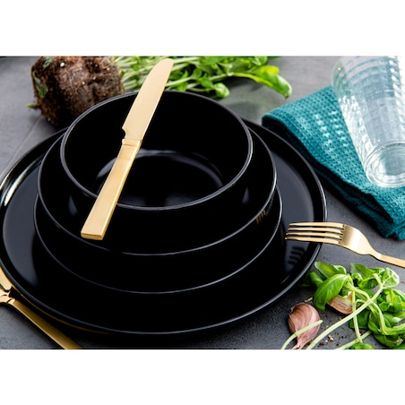 KONSIMO VICTO Ekskluzywny zestaw obiadowy dla 6 osób  czarny mat (24 elementy)