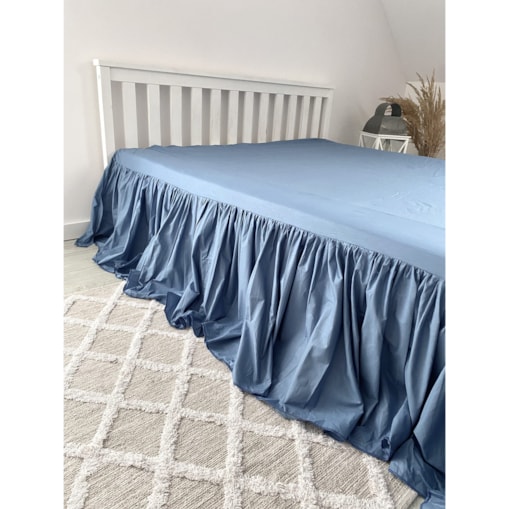 Prześcieradło z falbanką - niebieskie (jeans) 180/200