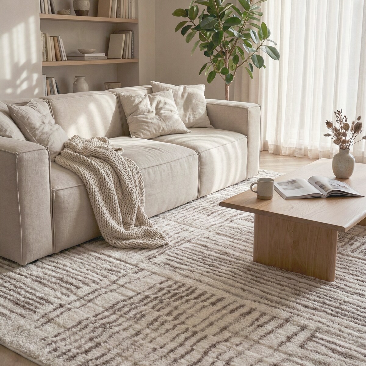 Dywan nowoczesny Mono 200x300 cm Abstrakcja kremowy