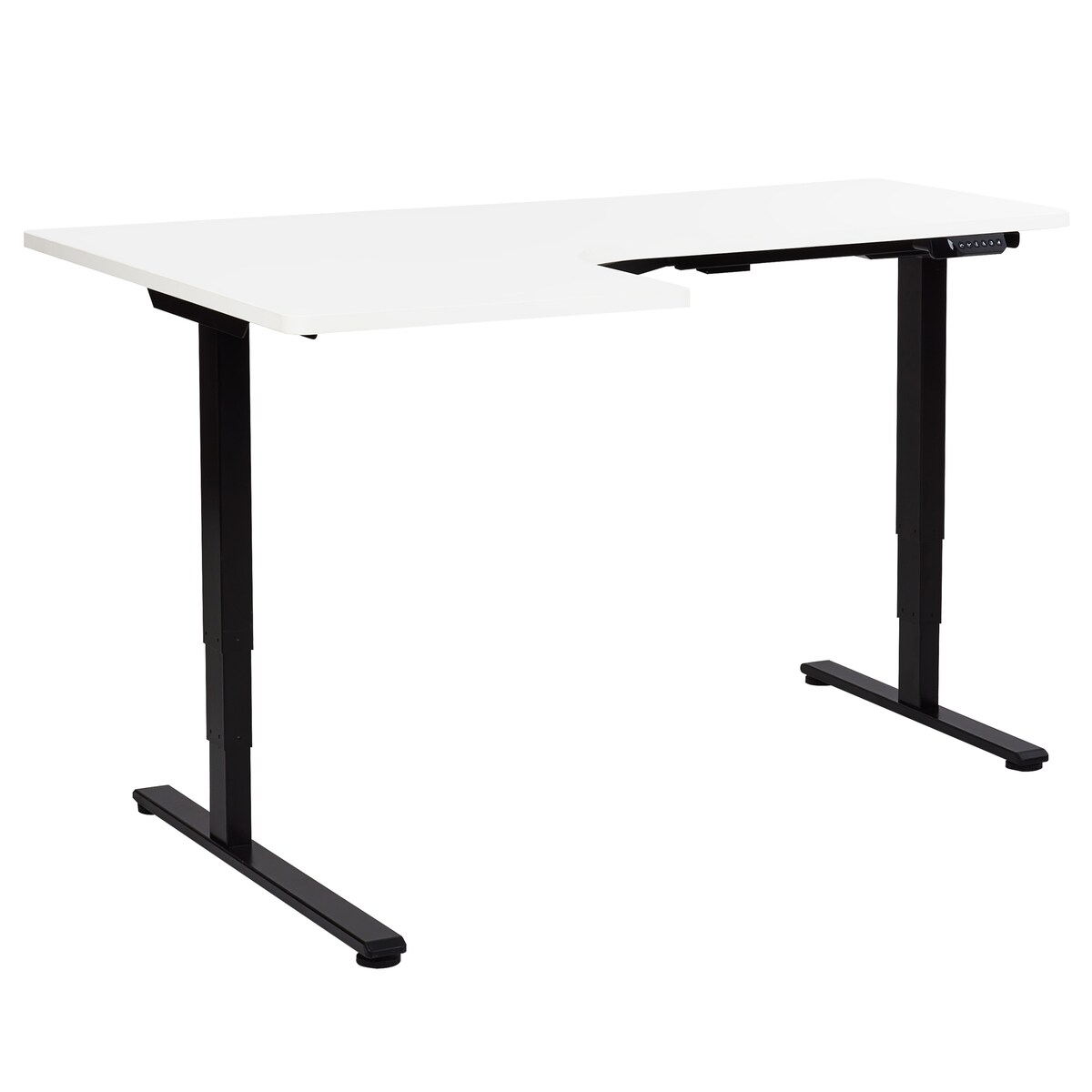 Biurko narożne regulowane elektrycznie DESTINES Biały/ czarny 160 cm 109 cm Lewostronny