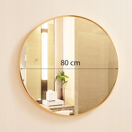 Lustro okrągłe ścienne łazienkowe złote 80cm salon sypialnia industrialne