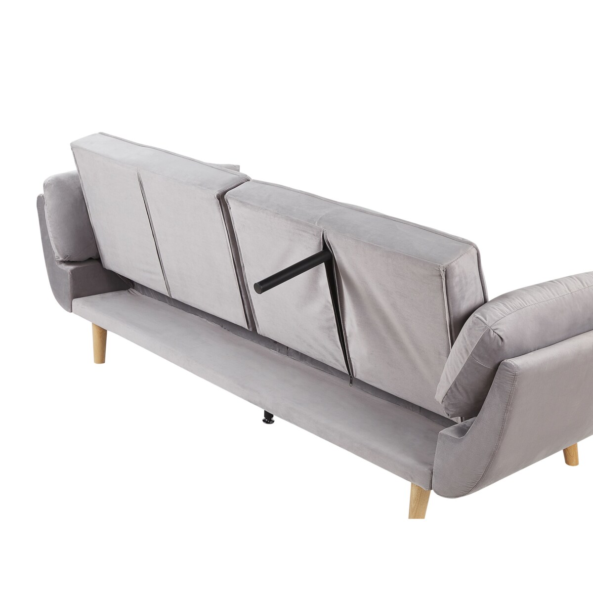 Sofa rozkładana welurowa szara ASBY