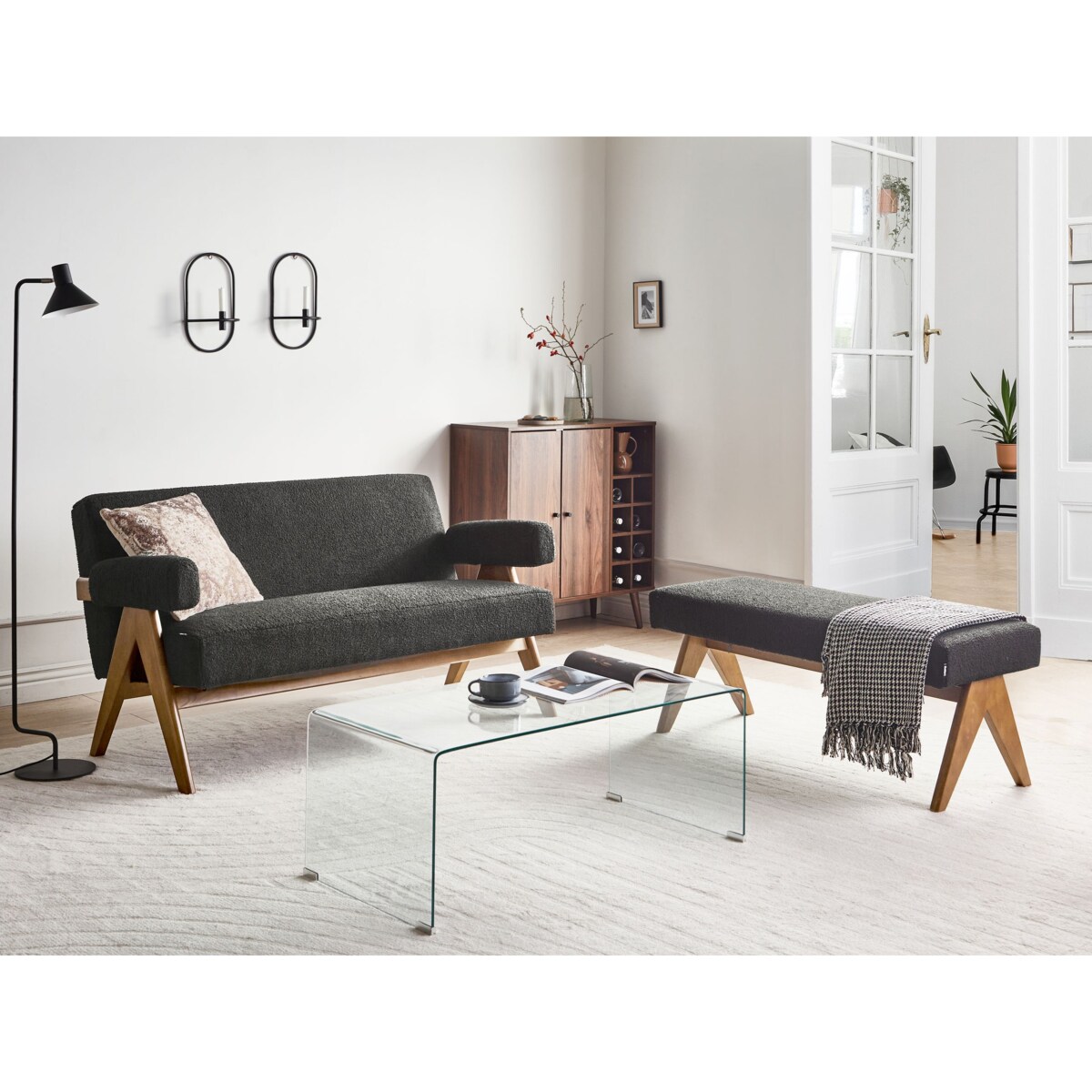 Sofa TAMRE Boucle Czarny dla 2 osób