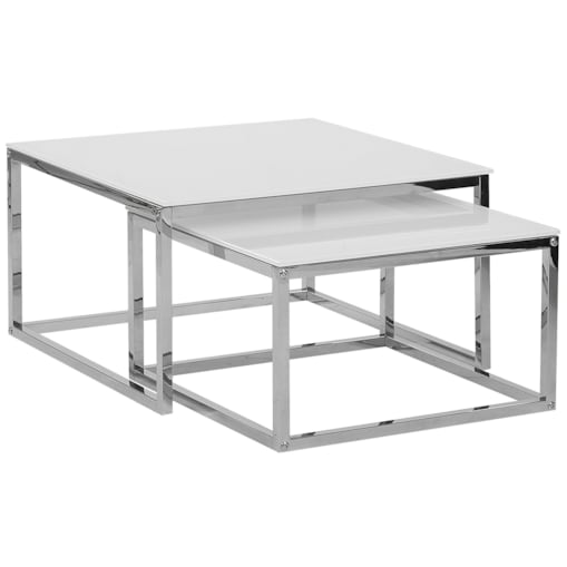 Zestaw 2 stolików kawowych BREA Szkło hartowane Biały