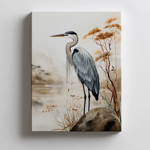 Spacer Nad Mglistym Jeziorem, 50x70 cm, bez ramy, płótno premium na blejtramie