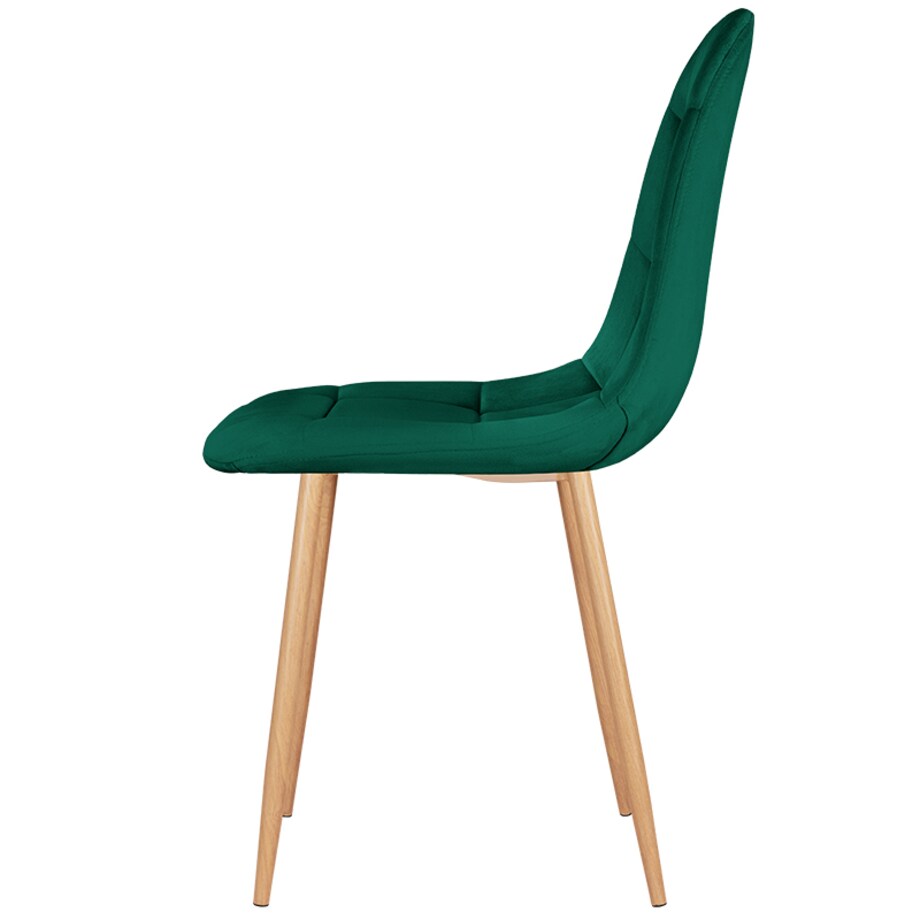 Krzesło tapicerowane do salonu jadalni welurowe pikowane nowoczesne zielone