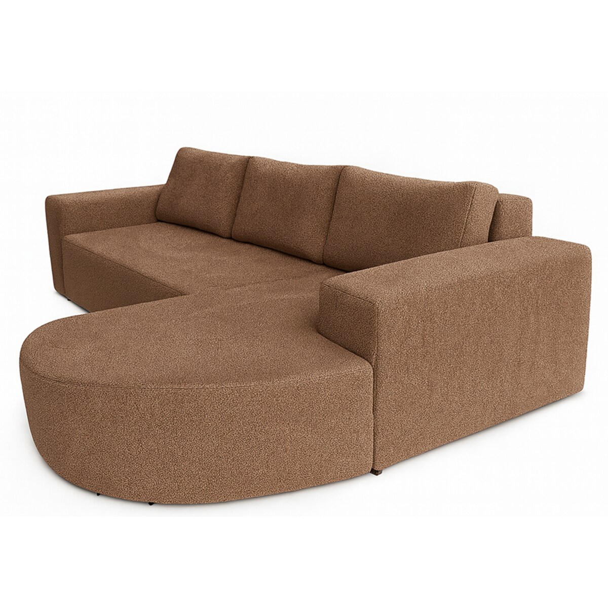 Narożnik Vello z funkcją spania do salonu, prawostronny- boucle- brązowy