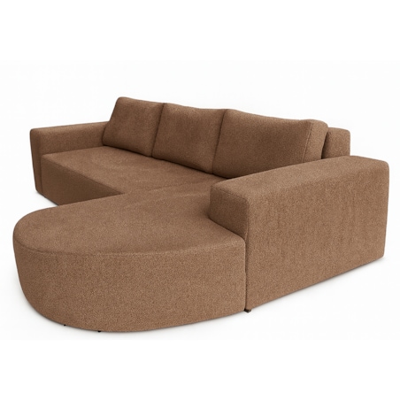 Narożnik Vello z funkcją spania do salonu, prawostronny- boucle- brązowy