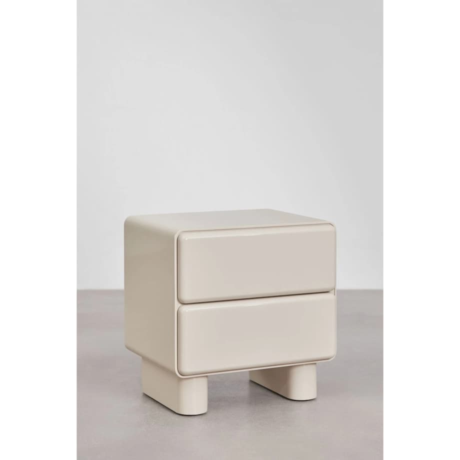 Szafka nocna 50x40 cm z dwoma szufladami z MDF Sheila, kremowa