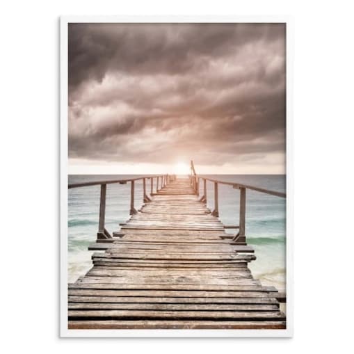 Obraz Plakat Dekoracja w Białej ramie Morze Niebo do sypialni 50x70