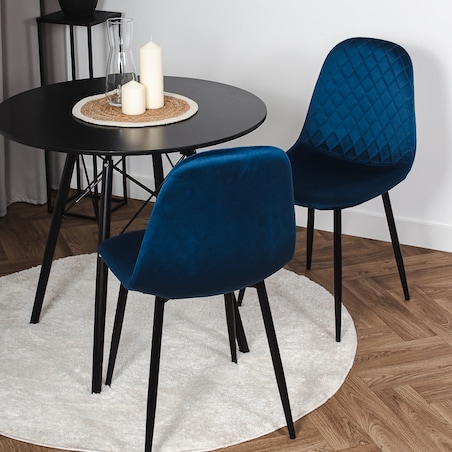Krzesło tapicerowane do salonu jadalni nowoczesne pikowane do granatowe