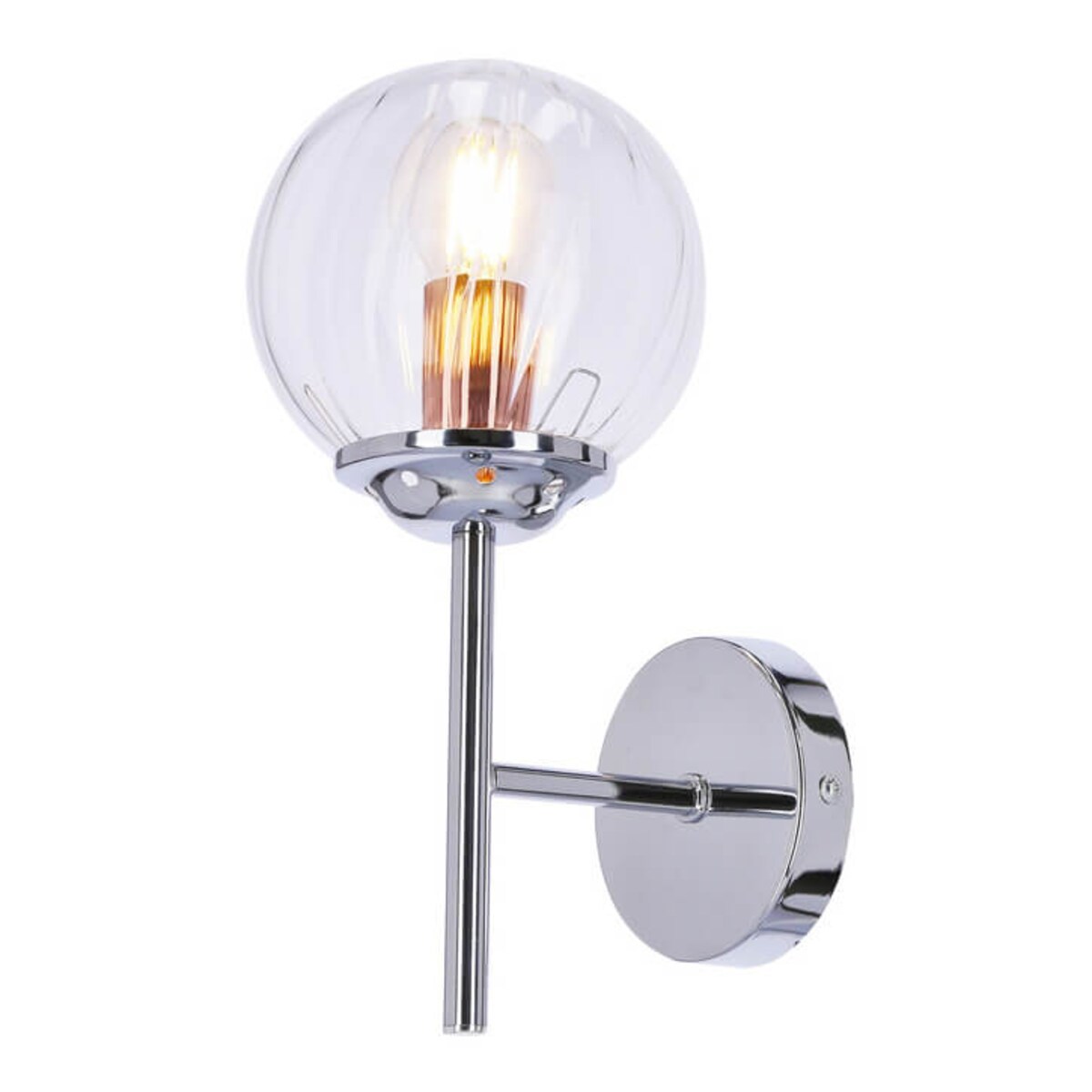 Szklany kinkiet ścienny Best 21-67234 Candellux kula chrom przezroczysty