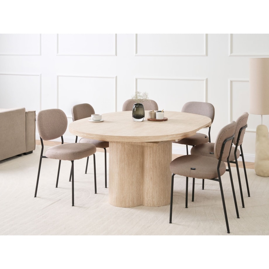 Stół do jadalni rozkładany MORAINE Efekt trawertynu 120 cm 120/160 cm