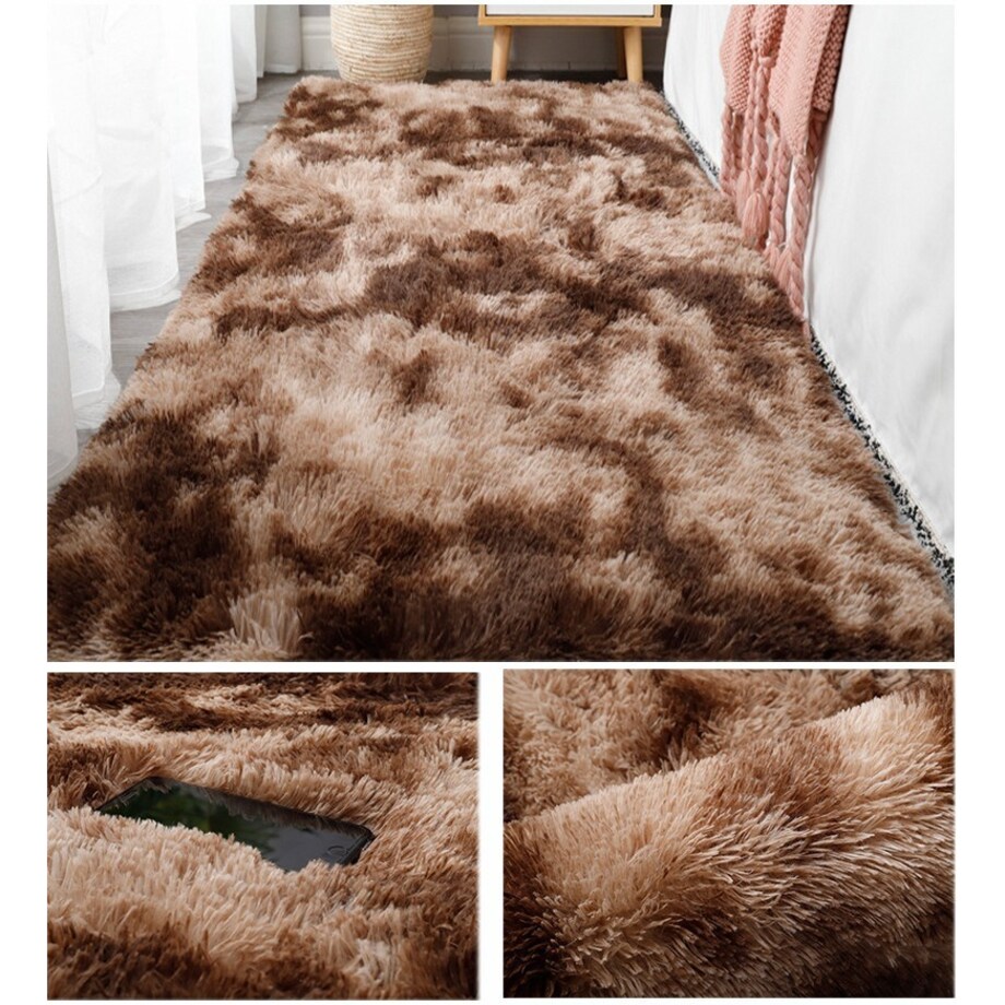 Dywan brązowy pluszowy mięciutki rabbit shaggy włochacz 150x100 cm xl gruby