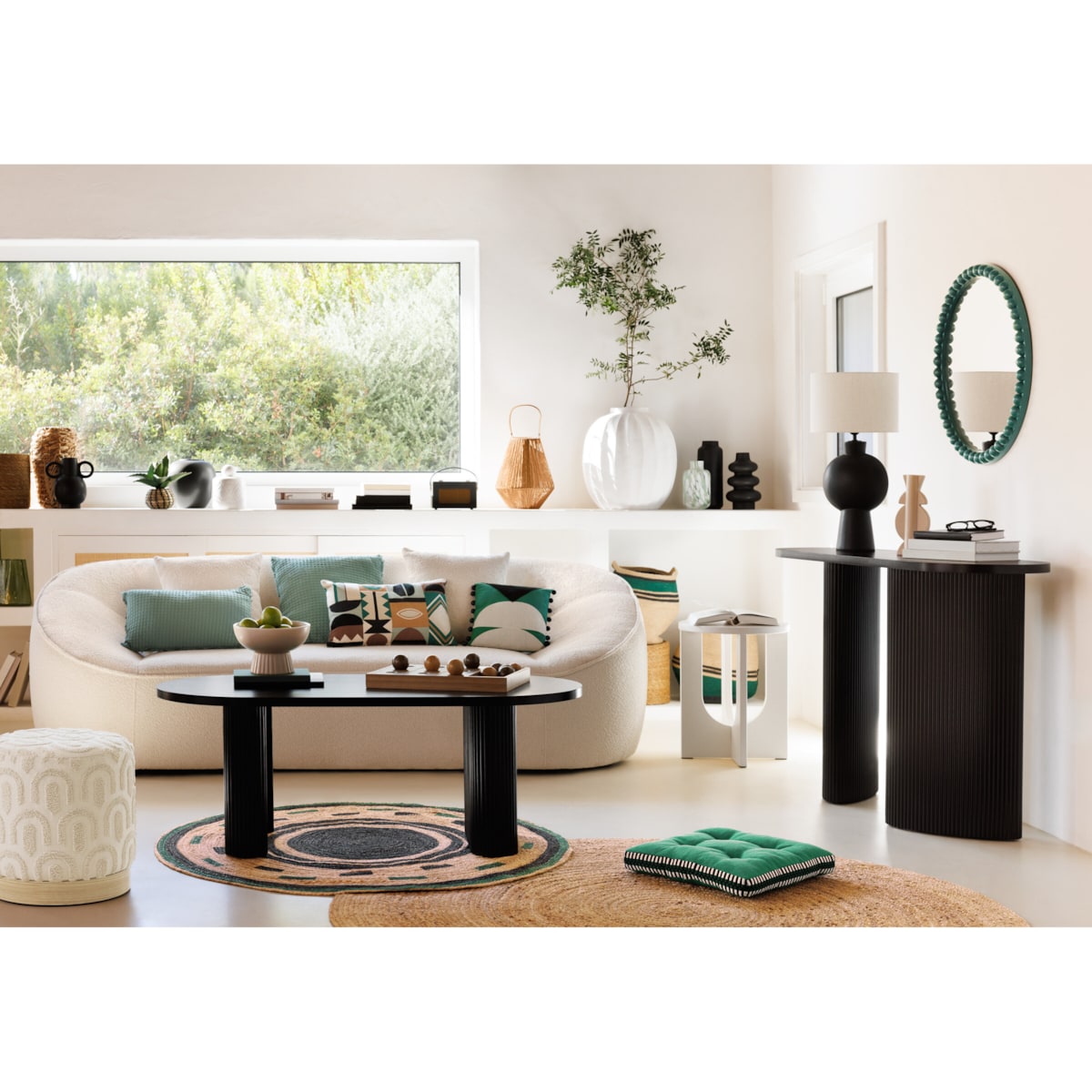 Pufa COPAS biała tuftowana, Ø 38 cm