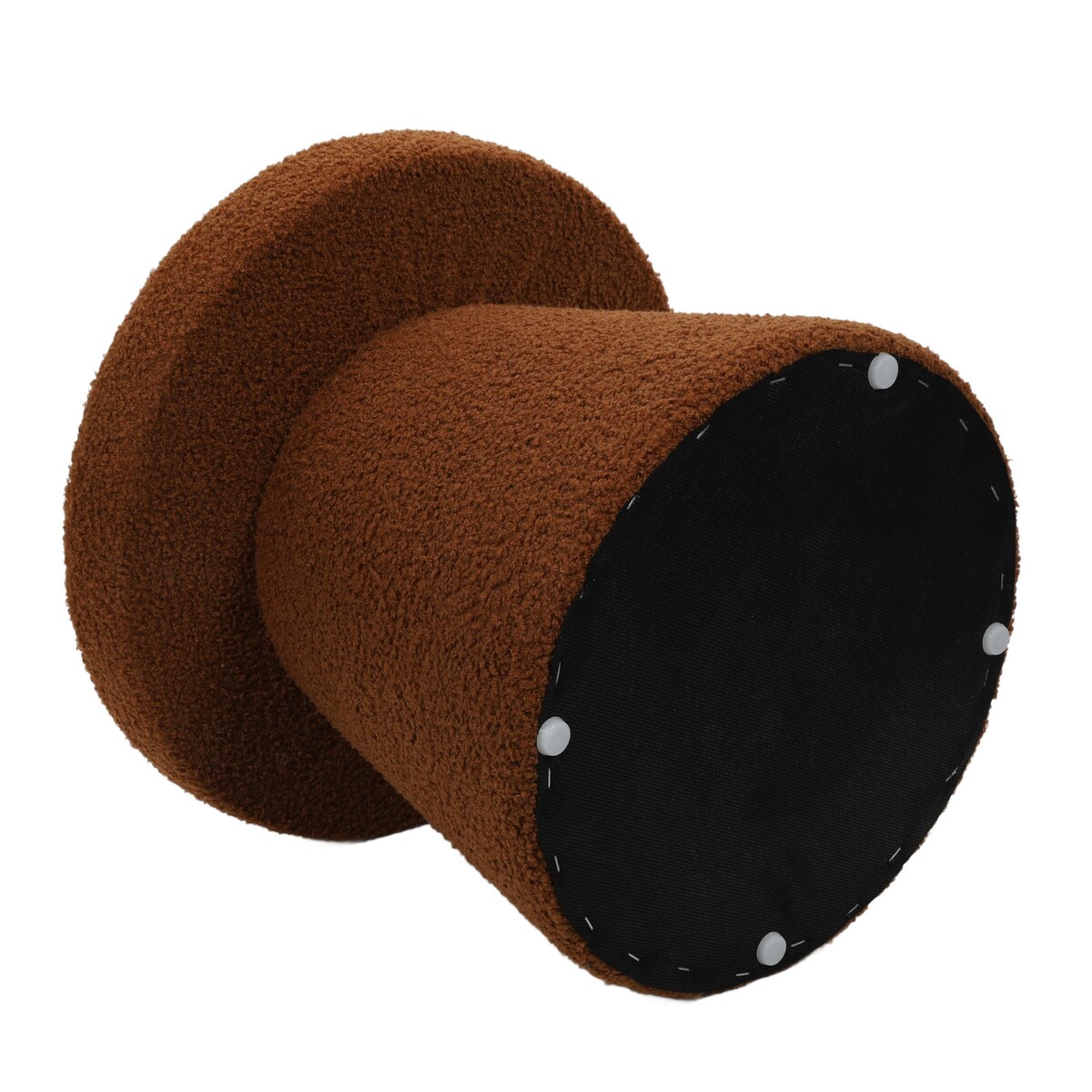 Pufa okrągła tapicerowana TEDDY grzybek boucle, Ø 43 x 38 cm