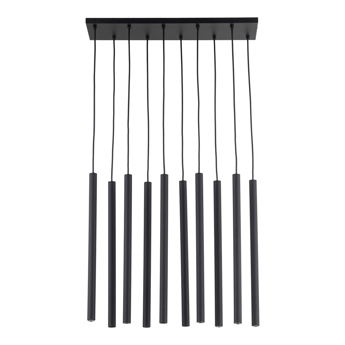 Lampa Wisząca Tk Lighting Ferro Na Listwie Czarna Ryflowana Metalowa Tuba Sopel Rurka 10X G9