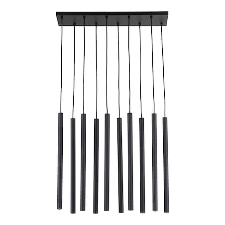 Lampa Wisząca Tk Lighting Ferro Na Listwie Czarna Ryflowana Metalowa Tuba Sopel Rurka 10X G9
