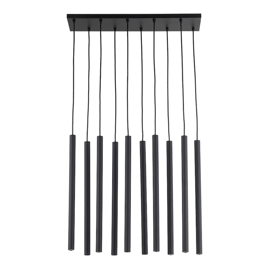 Lampa Wisząca Tk Lighting Ferro Na Listwie Czarna Ryflowana Metalowa Tuba Sopel Rurka 10X G9