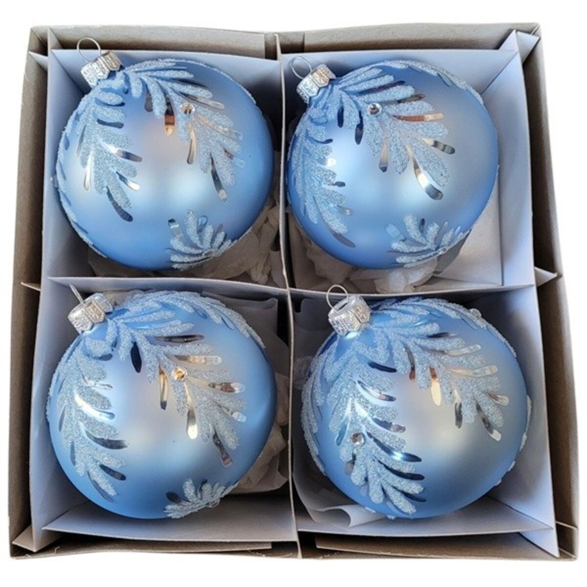 Bombka szklana 4 szt. SILENZIO niebieskie Ø 100 mm