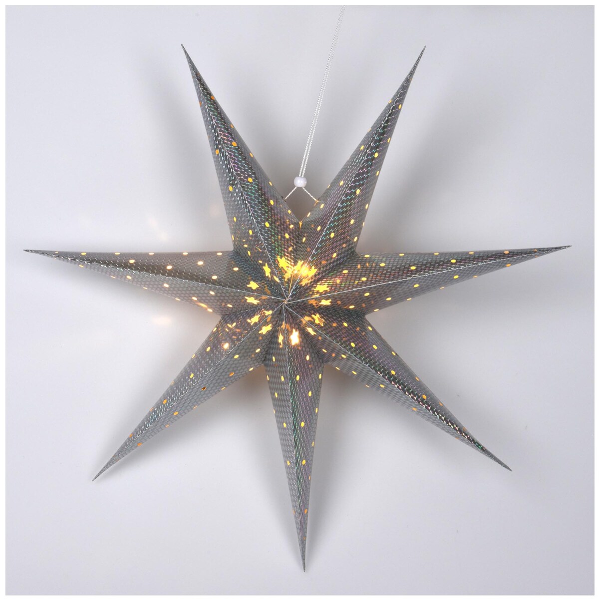 Gwiazda Papierowa Świąteczna Ozdoba Na Okno Wisząca Świecąca Srebrny 60 Cm