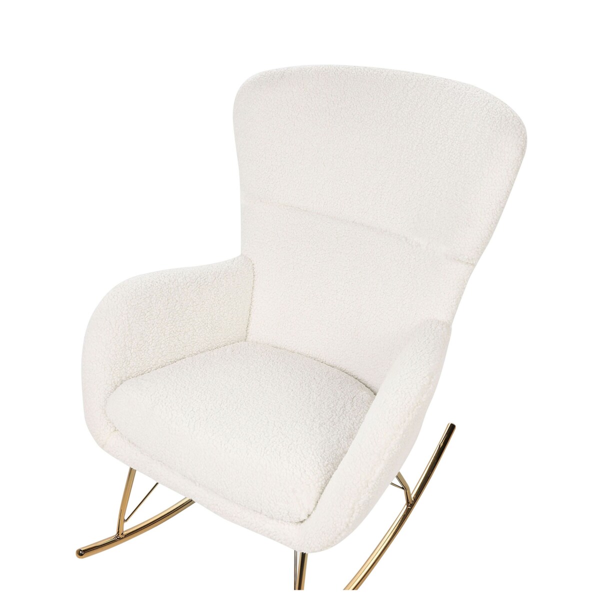 Fotel bujany boucle biały ze złotym ANASET