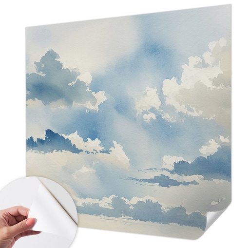 Fototapeta samoprzylepna 250x250 cm - Niebiańskie obłoki, tapeta ścienna niebieska
