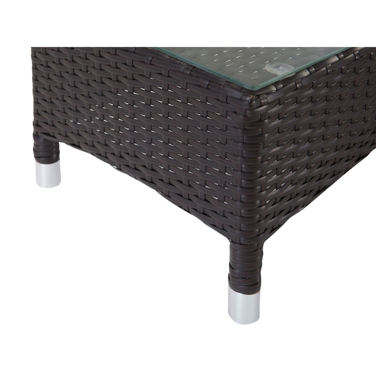 Kosz ogrodowy z technorattanu z pufem brązowo-biały SYLT LUX