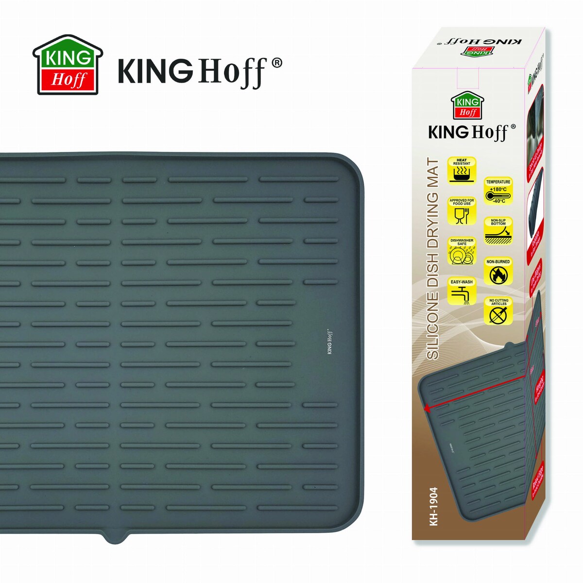 Mata do suszenia naczyń silikonowa 42x33cm szara KINGHOFF