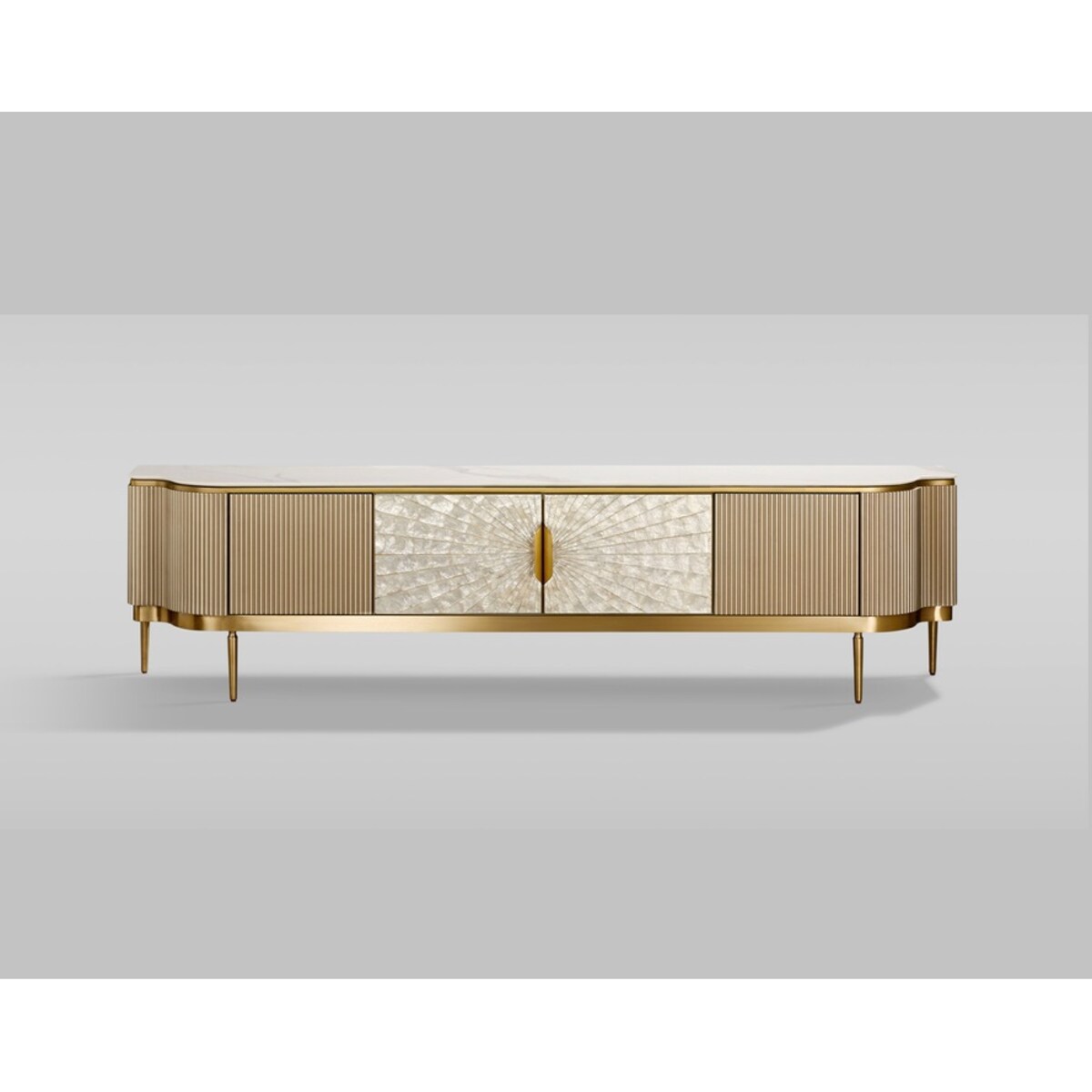 Nowoczesna złota komoda RTV / szafka RTV / szafka pod telewizor Champion Glamour Premium 200x40x52