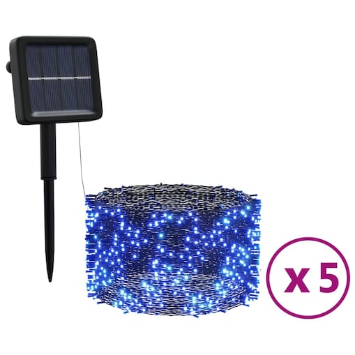 vidaXL Solarne lampki dekoracyjne, 5 szt., 5x200 LED, niebieskie