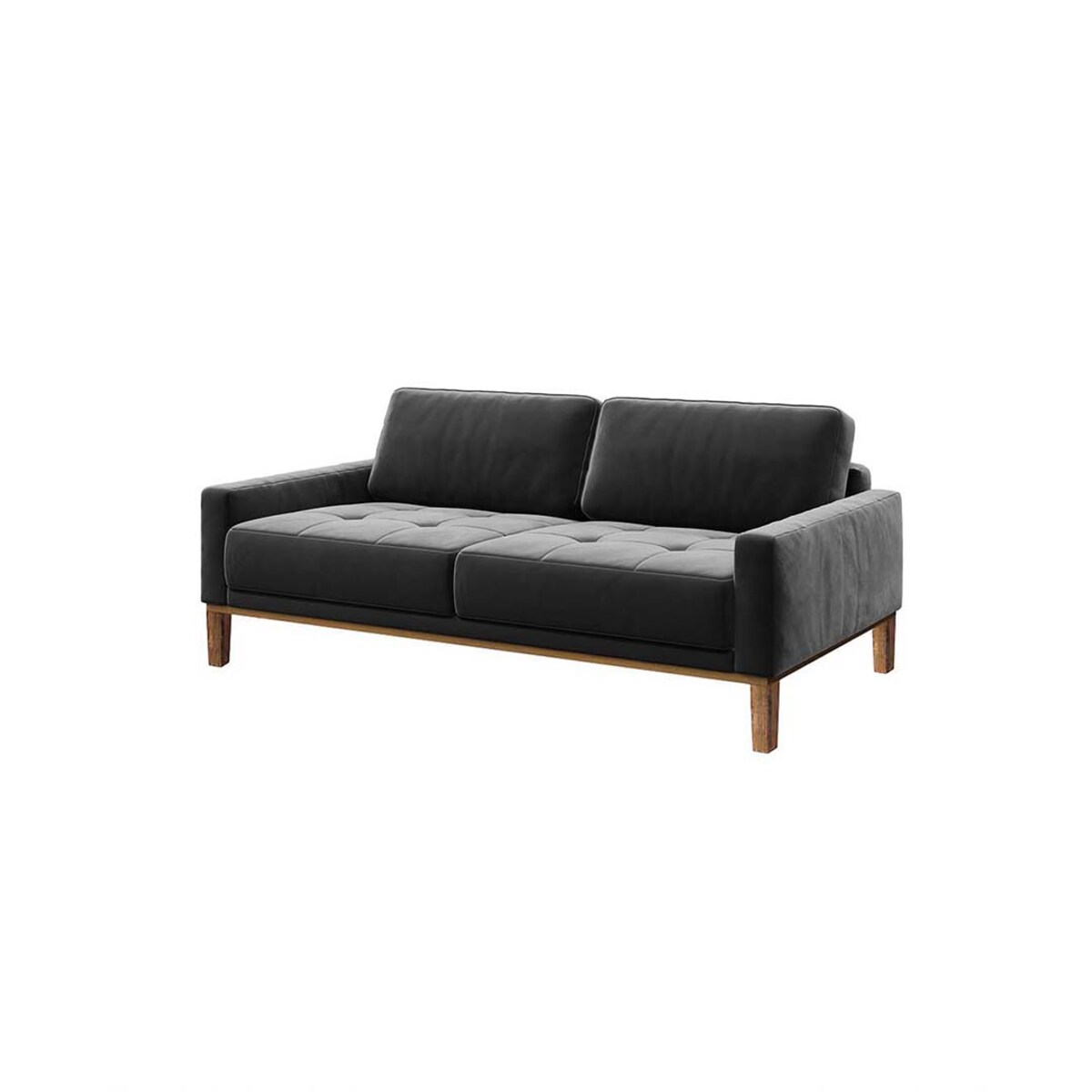 Sofa 2-osobowa Musso - ciemnoszara z pikowanym siedziskiem