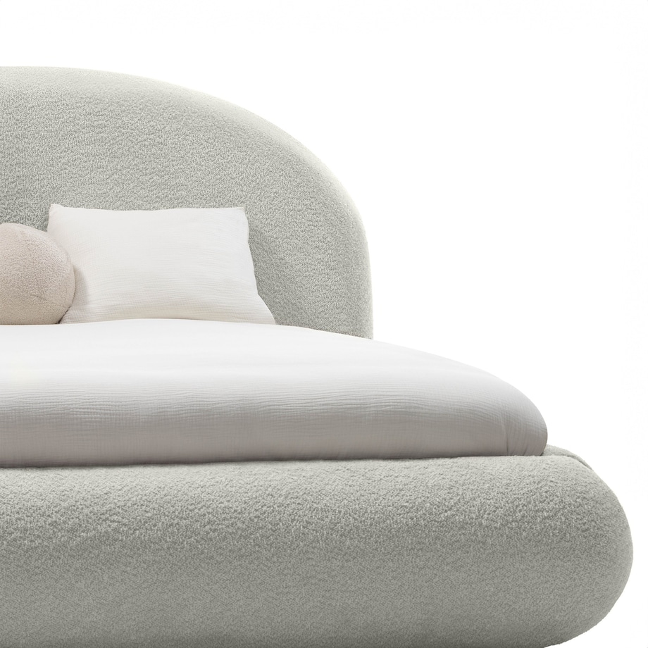 Łóżko tapicerowane 160x200 cm szare bouclé Riaci