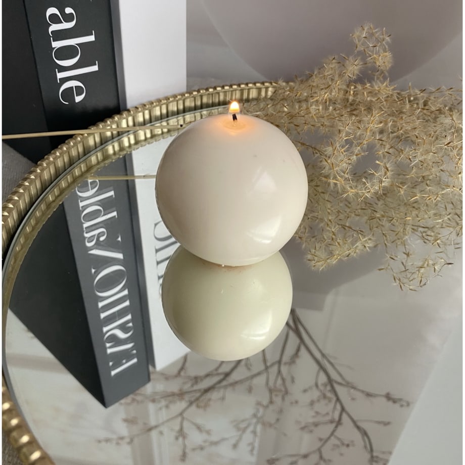 Świeca ekologiczna sojowa dekoracyjna "Rustic Ball" średnica 60mm biała