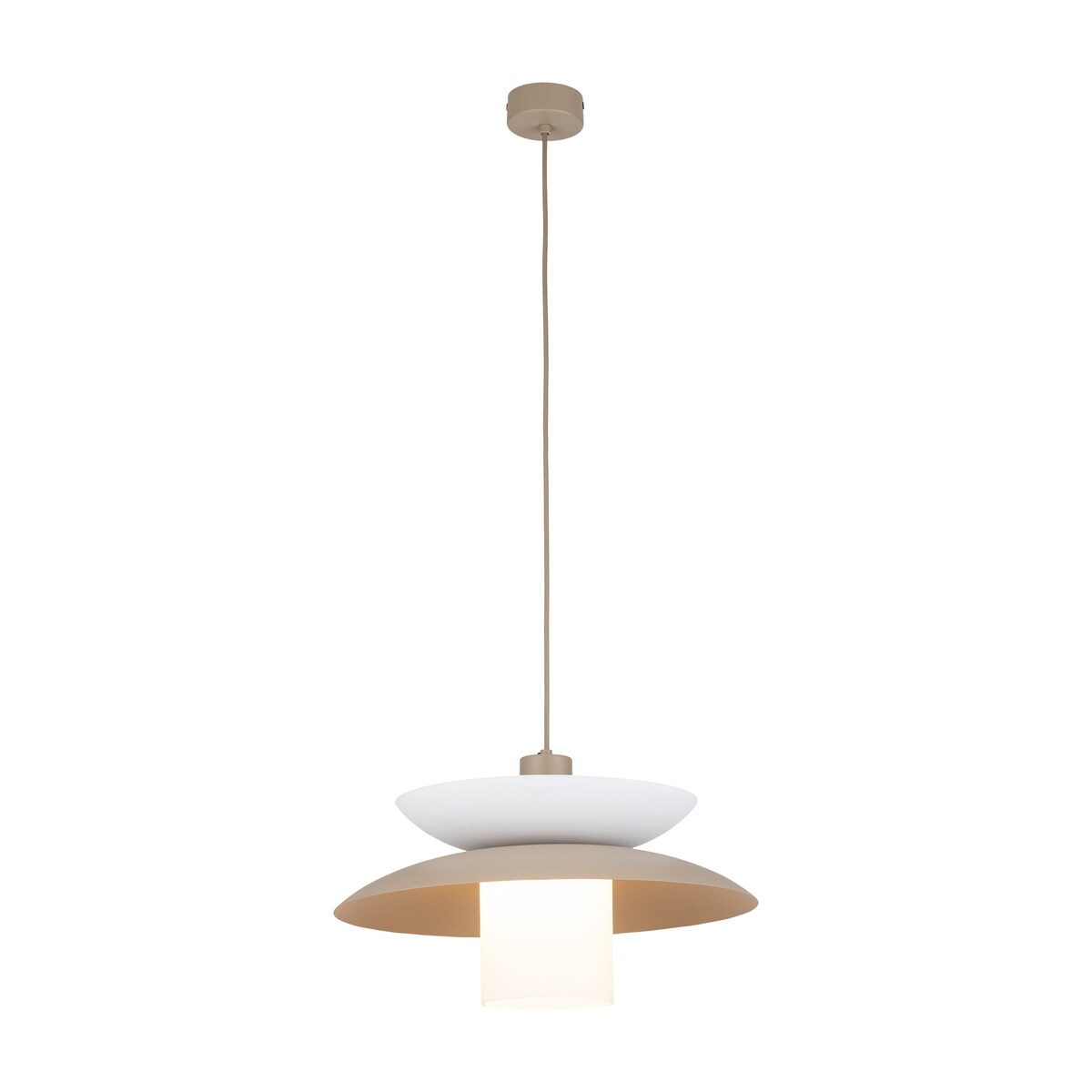 Lampa Wisząca Tk Lighting Verado Beżowa Biała Metalowa Z Kloszem