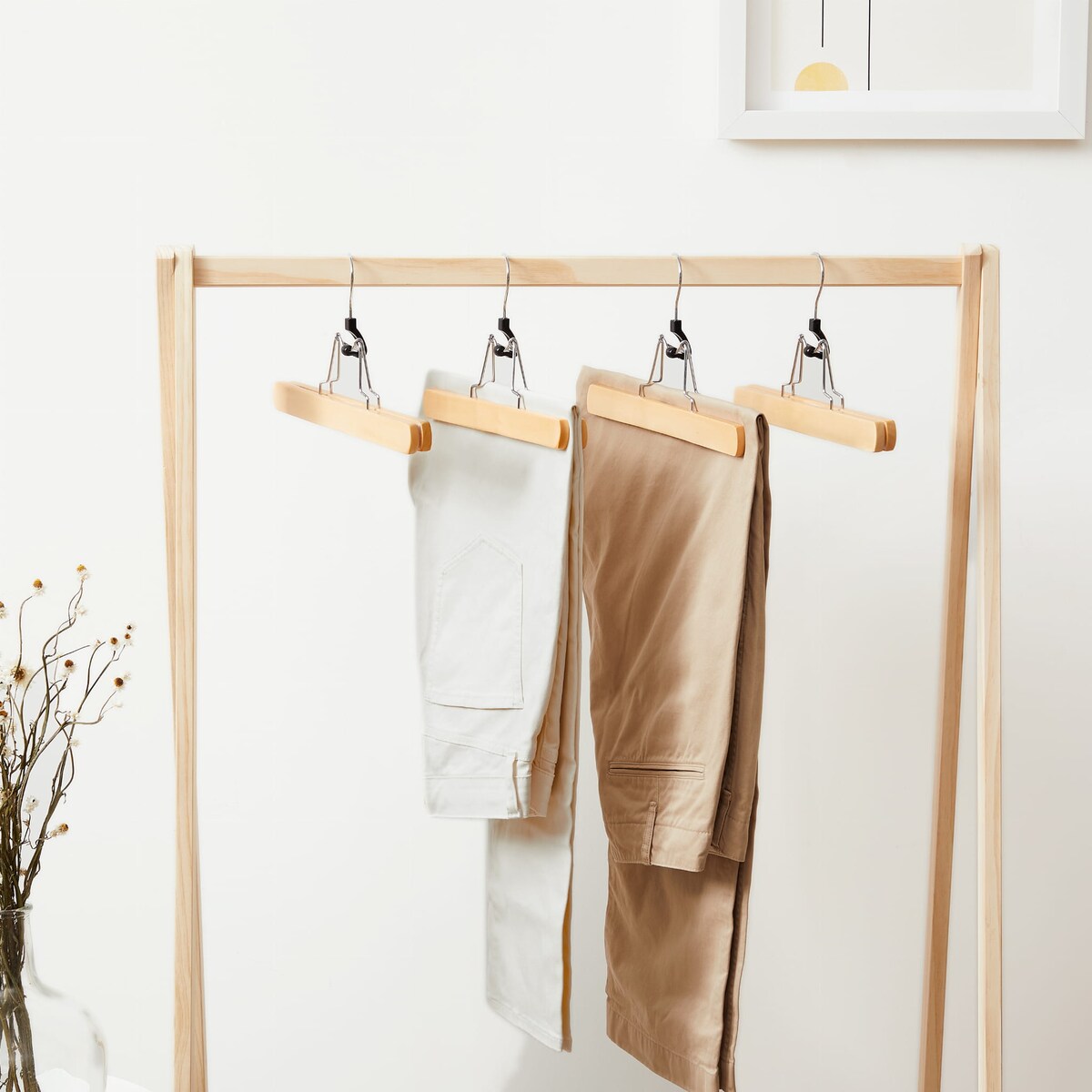 Zestaw 12 Sztuk Wieszaków Na Ubrania Drewniane Brązowe