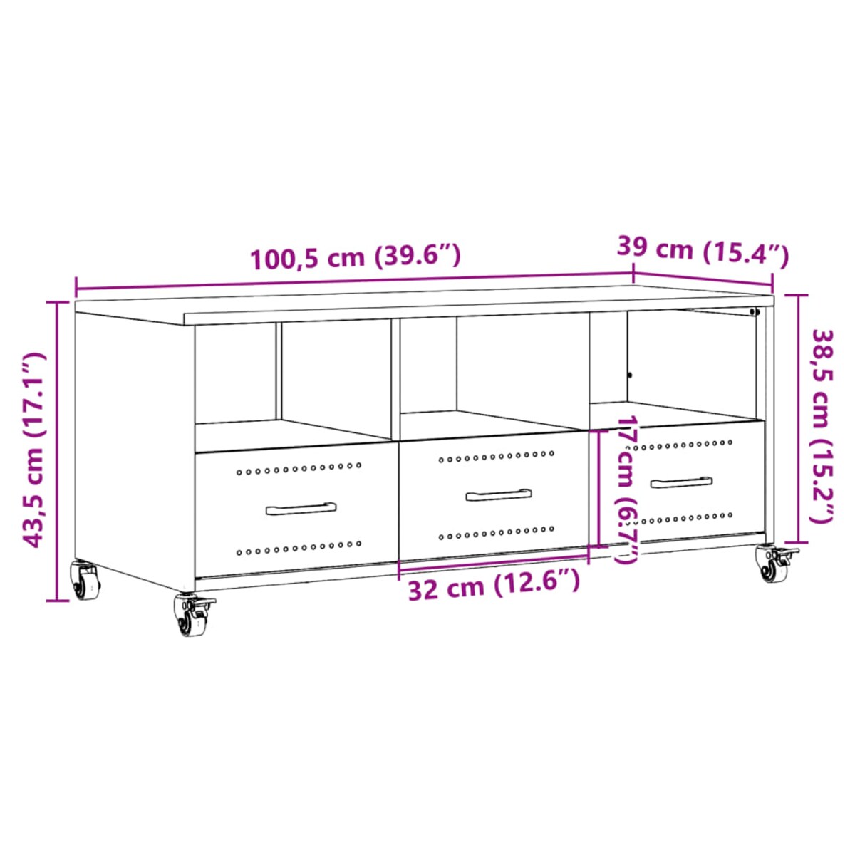 vidaXL Szafka RTV, antracytowa, 100,5x39x43,5 cm, stal