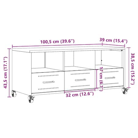 vidaXL Szafka RTV, antracytowa, 100,5x39x43,5 cm, stal