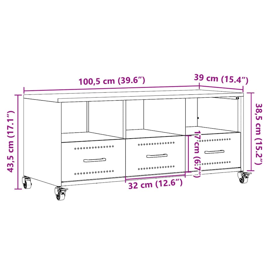 vidaXL Szafka RTV, antracytowa, 100,5x39x43,5 cm, stal