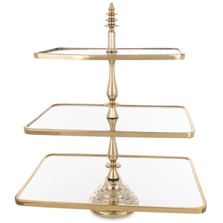 Patera 3-poziomowa szklana 55x47x31 cm ETERA-3 złota