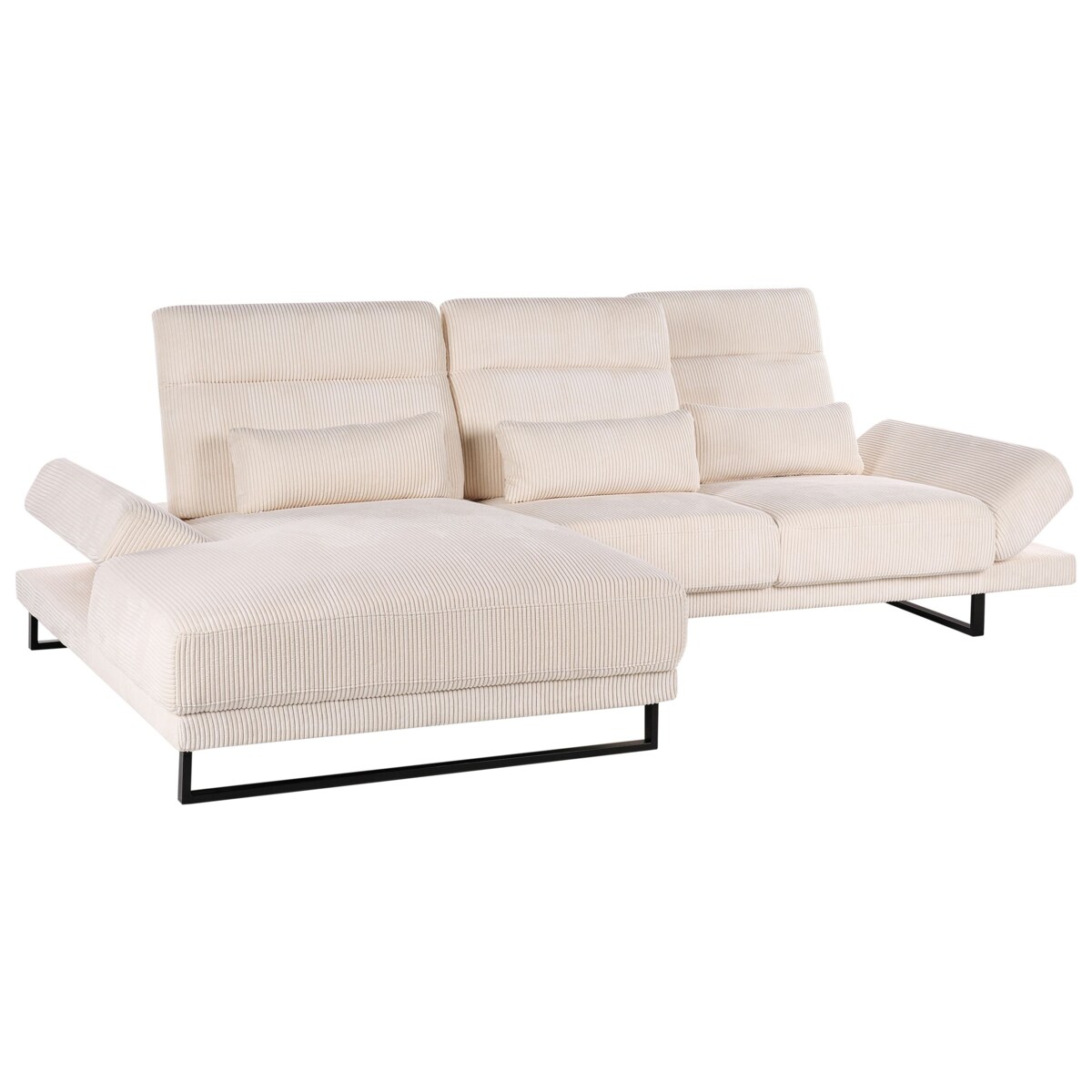 Narożnik IKAST Sztruks Beżowy dla 4 osób Prawostronny