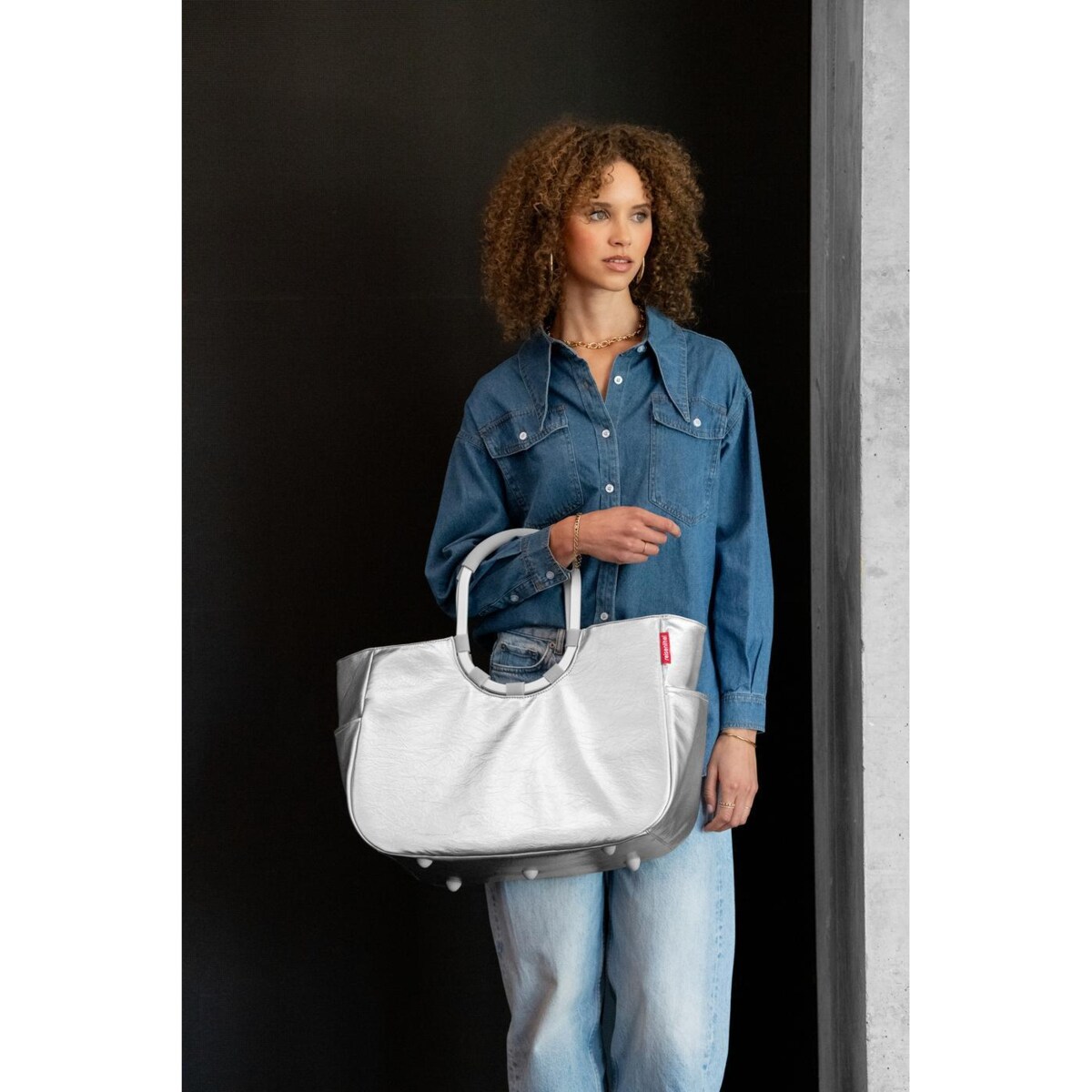 Torba LOOPSHOPPER L, silver crackle