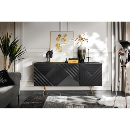 Komoda PYRAMID 160 czarny mat/złota