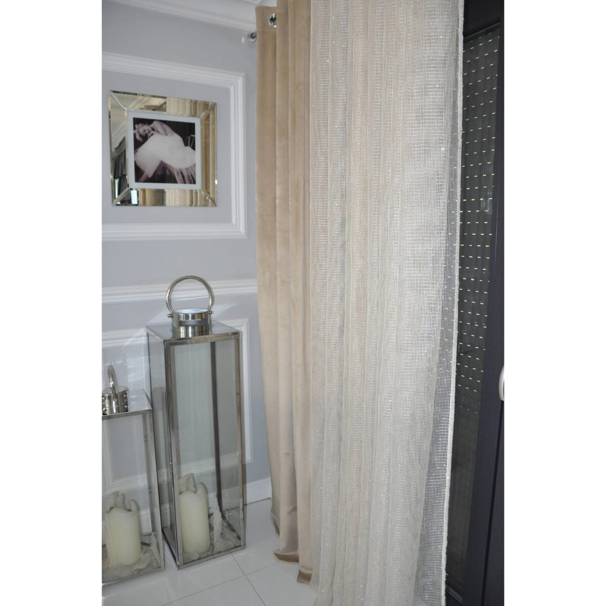 Zasłona welurowa gładka | 140x250 cm przelotki | jasny beż