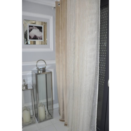 Zasłona welurowa gładka | 140x250 cm przelotki | jasny beż