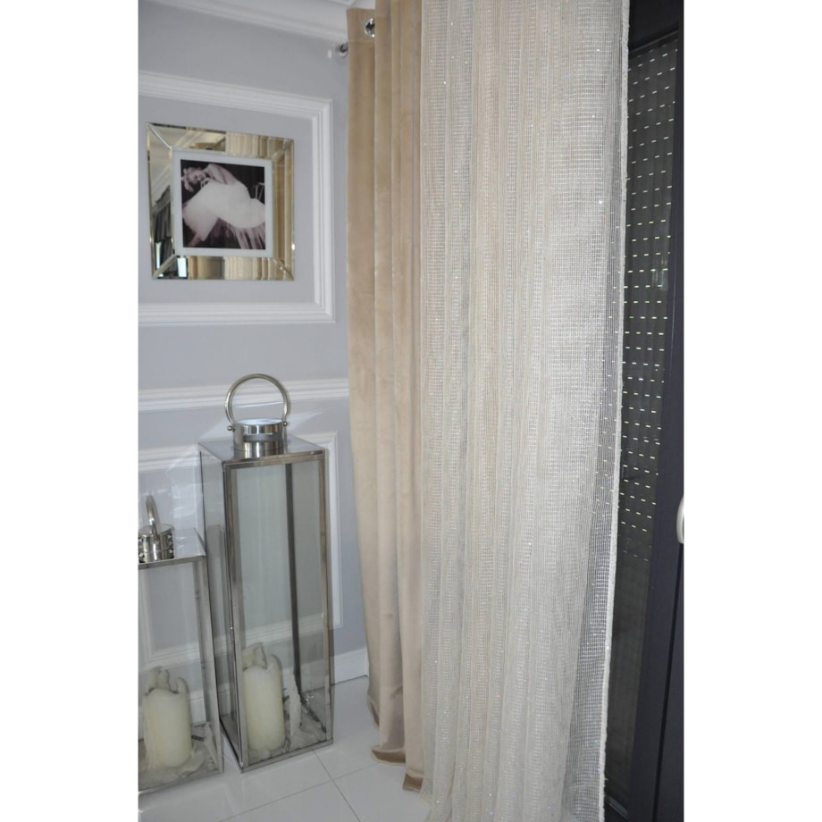 Zasłona welurowa gładka | 140x250 cm przelotki | jasny beż