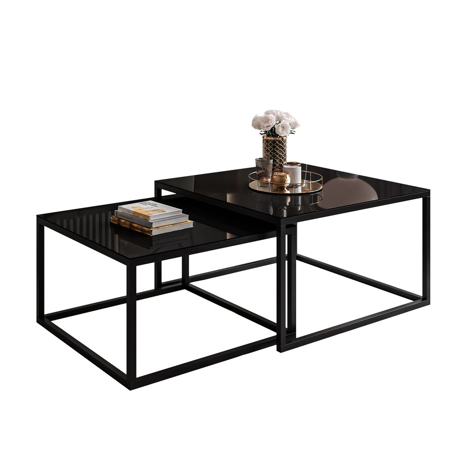 Okrągły kawowy YOSHI 2w1 czarne szkło 39/45 cm