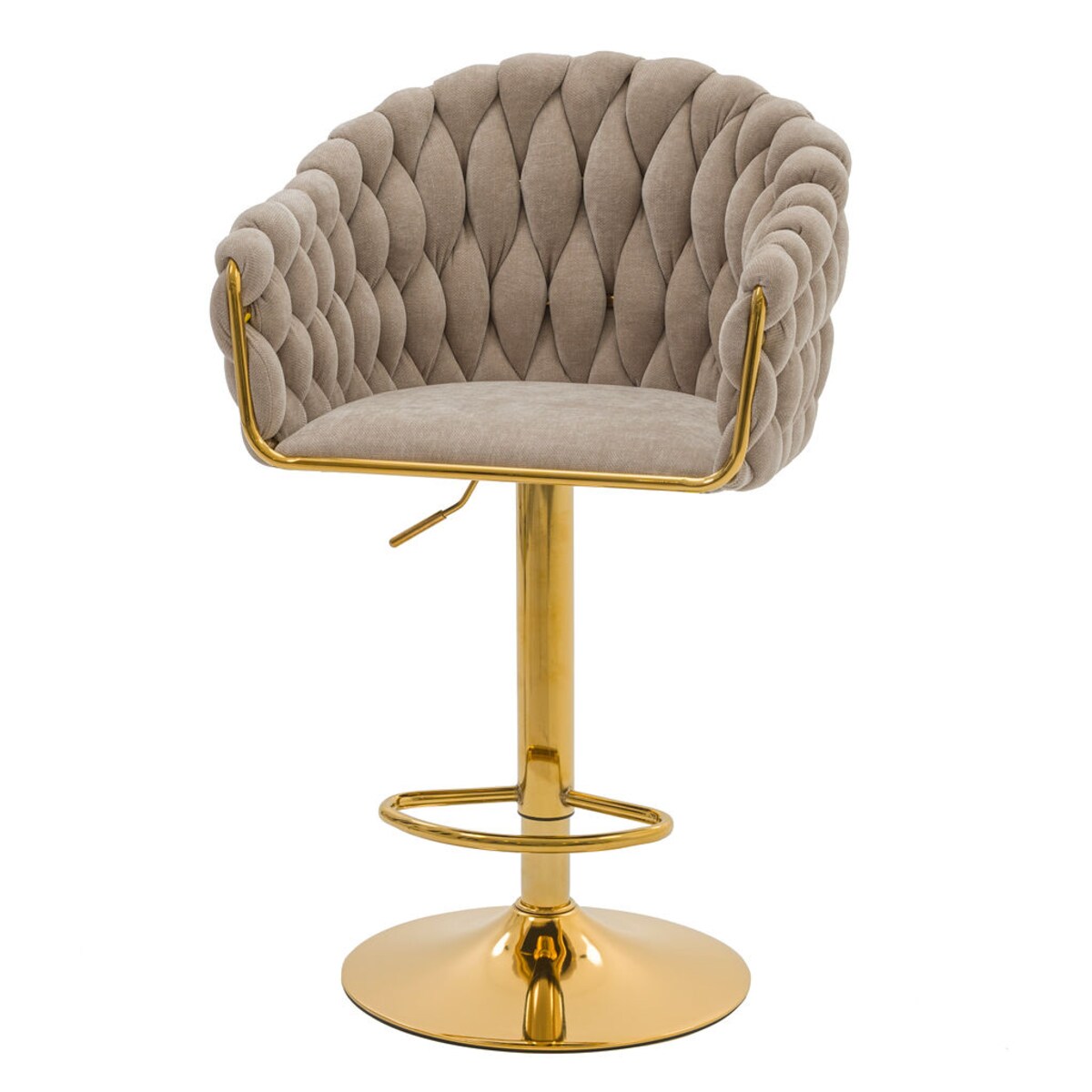 Hoker tapicerowany obrotowy regulowany ROSA PREMIUM beżowy