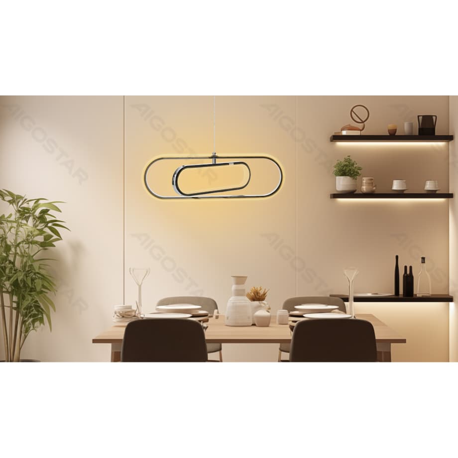 lampa wisząca led z metalu i silikonu, 35 w, 6500k owalna
