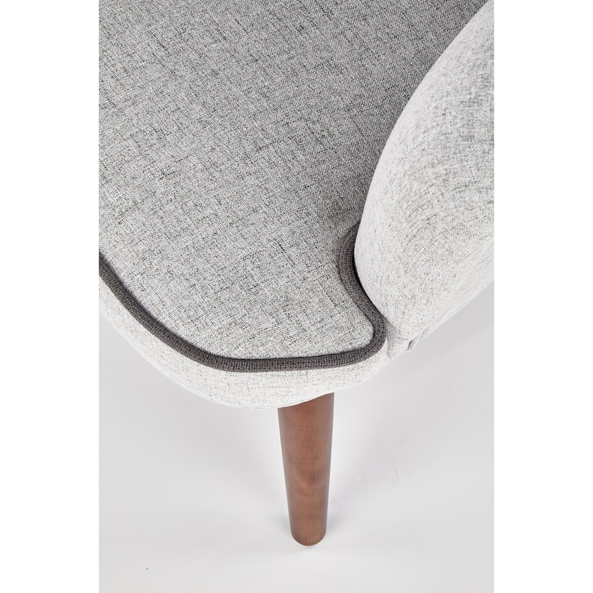 FOTEL TAPICEROWANY Puple SZARY nogi z lakierowanego drewna